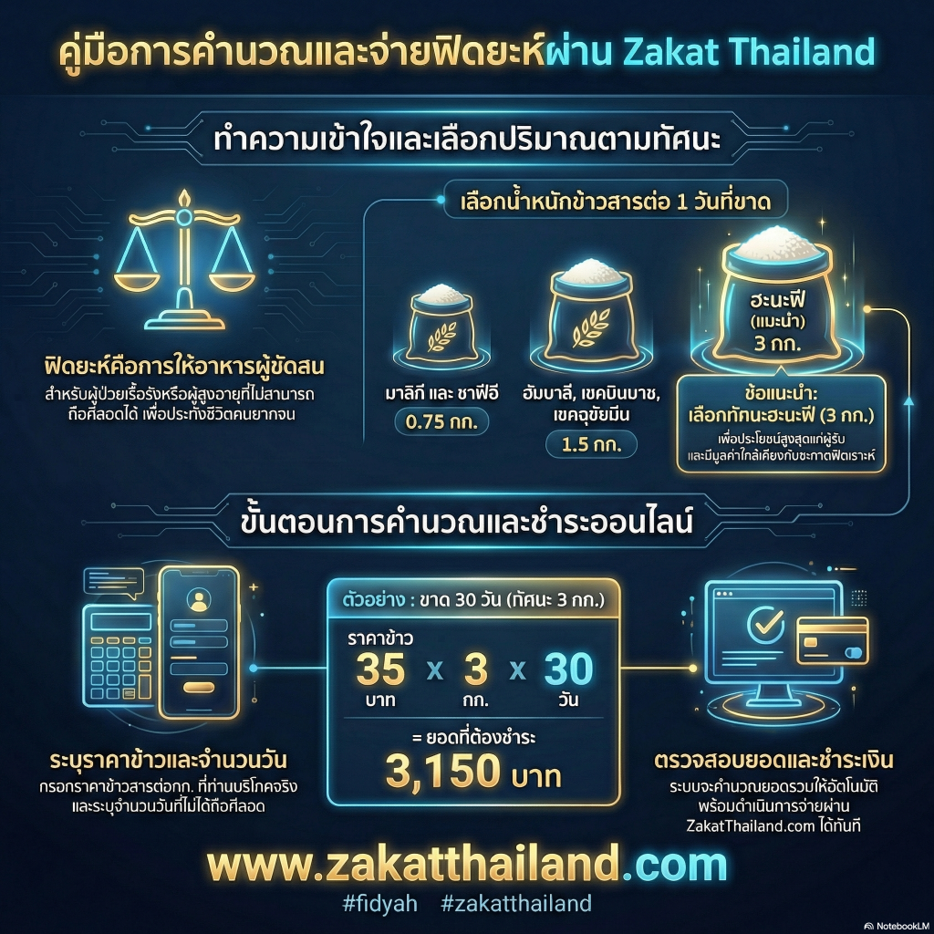 การคำนวณและชำระฟิดยะห์ (Fidyah) ผ่าน Zakat Thailand